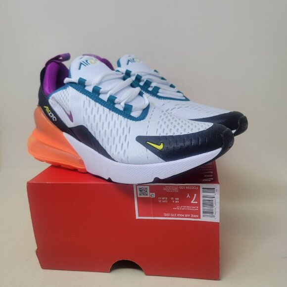 Nike Air Max 270 (GS) Black White Orange Purple Running FD0299-100